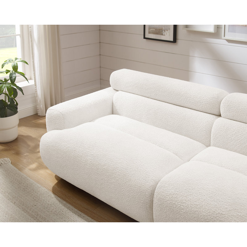 Canapé rembourré 88,98 po Faughn, Mélange de polyester blanc
