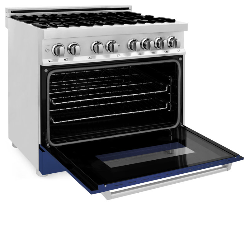 ZLINE 36" Legacy Dual Fuel Range, Blue Matte Stainless Steel