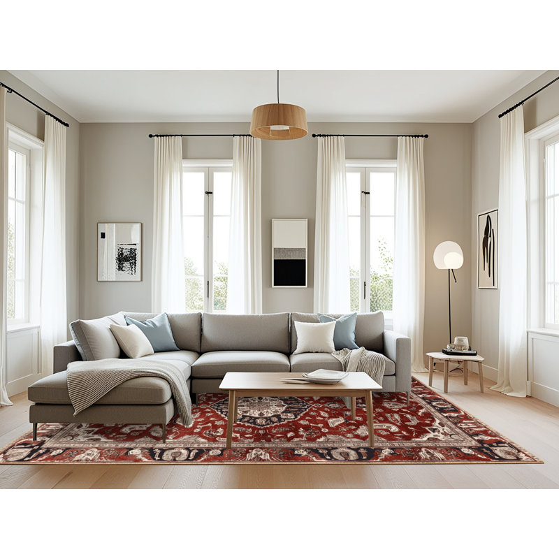 Machine Washable Persian Brown Area Rug, Rectangle 8' x 12'