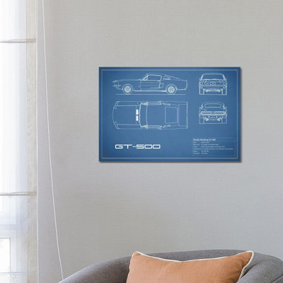 Shelby Mustang GT500 (Blue) by Mark Rogan - Wrapped Canvas Painting