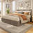 Full Corduroy Upholstered Platform Bed with Headboard & 4 Drawers, Wood Slats, Brown-173540432-173540439