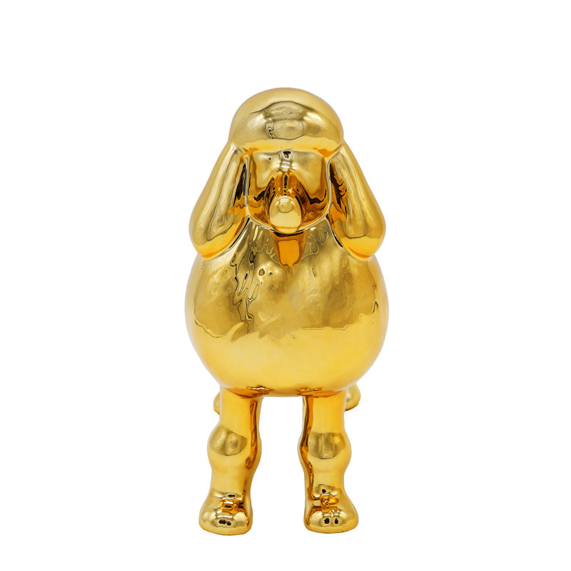 Figurine Rideau, Métalique, H 10 po x l 8,74 po x P 4,13 po, Caniche