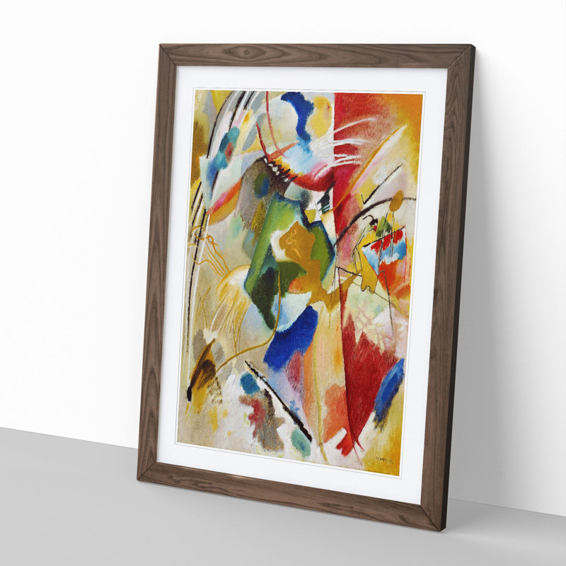 Green Center by Wassily Kandinsky - Picture Frame Painting on MDF, Walnut Framed, 36cm H x 27cm W x 2cm D