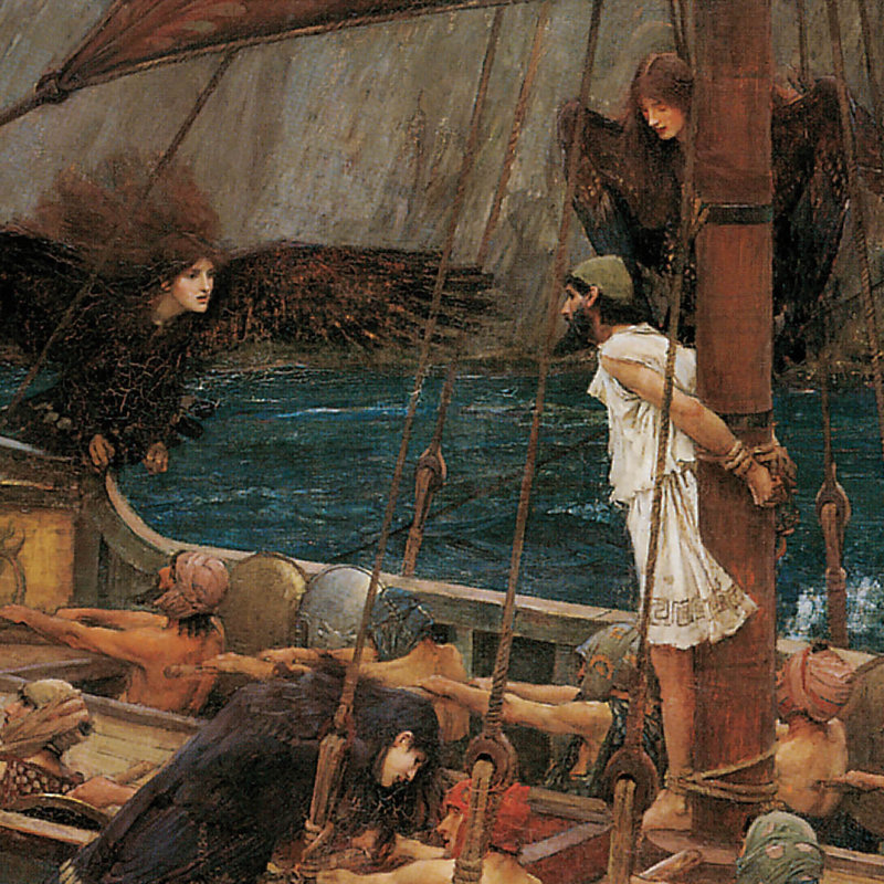 Ulysses And The Sirens, 1891 Print by John William Waterhouse, 14.75" H x 21.25" W x 1.875" D