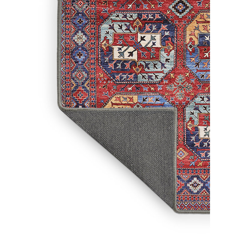 Tapis rouge / bleu / jaune Maegan Southwestern, Tapis de couloir 2 pi x 5 pi