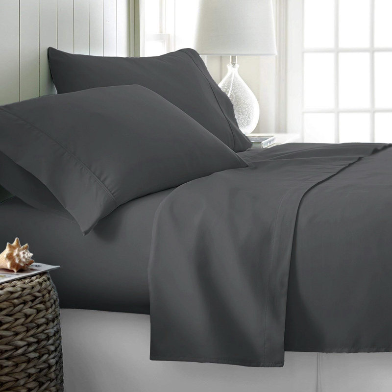 Ensemble de draps en microfibre Paarizaat 9000 Series, Gris foncé, Lit simple