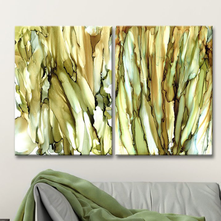 «Puddles and Cattails», reproduction de 2 pièces sur toile, H 30 po x l 40 po