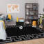 Nico Black Modern Printed Area Rug - Bold Black with Geometric Grey Frame-1288883326