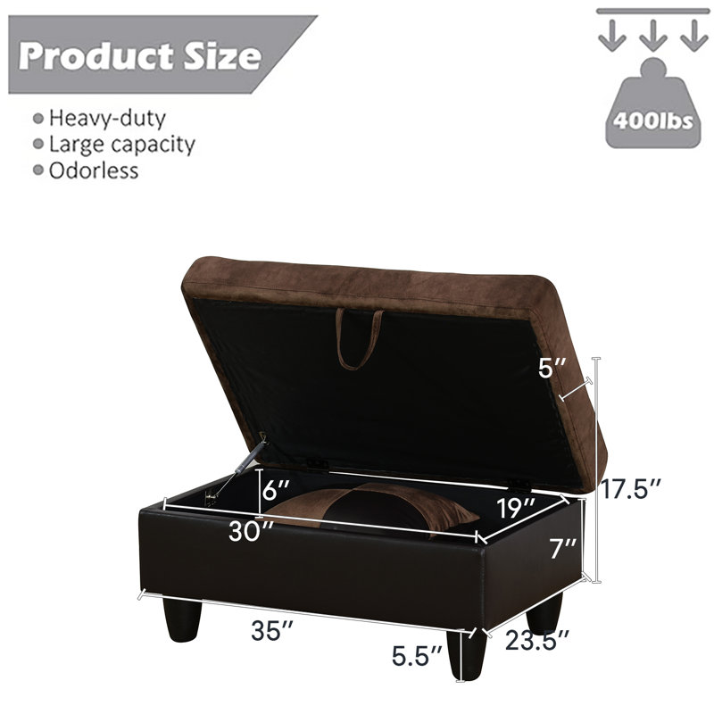 Microfiber Upholstered Storage Bench, Chocolate