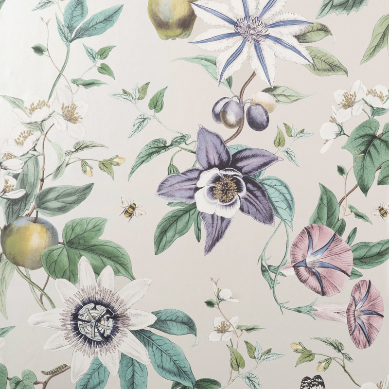 Sierra Floral Wallpaper, Silver