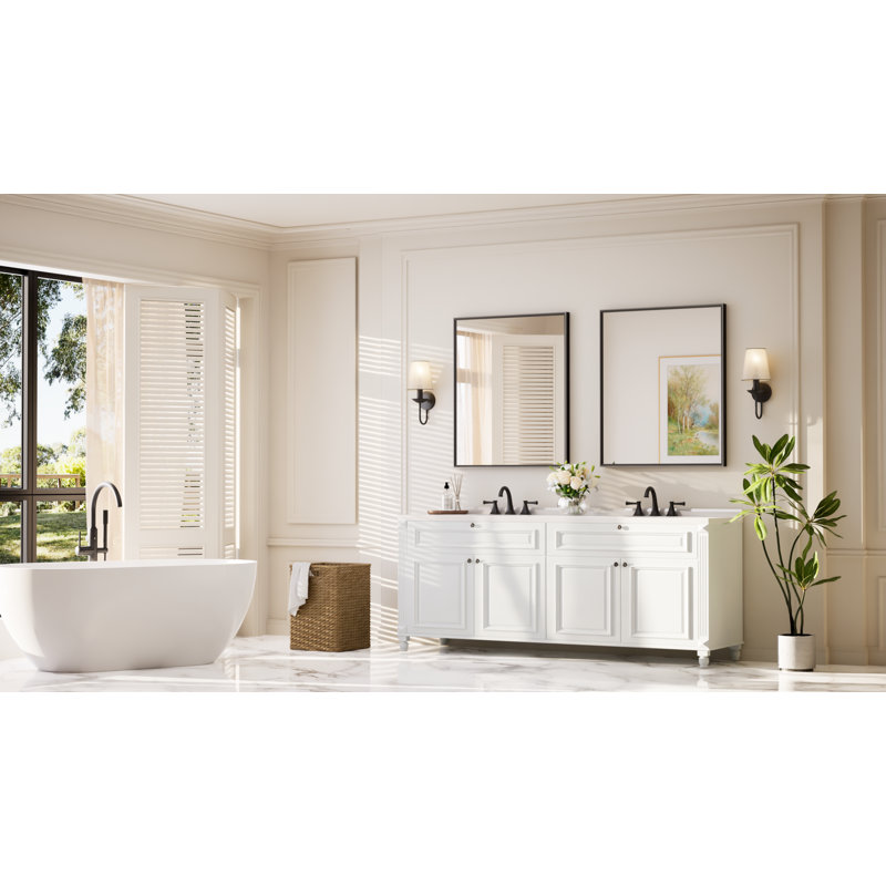 Aluminum Framed  Beveled Design Decorative Mirror with Tempered Glass Wall Mirror Bathroom Vanity Mirror, Matte Black