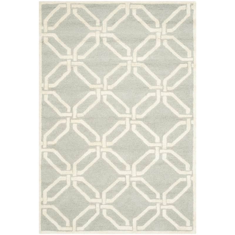 Geometric Wool Hand Woven Area Rug, Rectangle 91 x 152cm