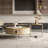 Italian round saddle leather coffee table set