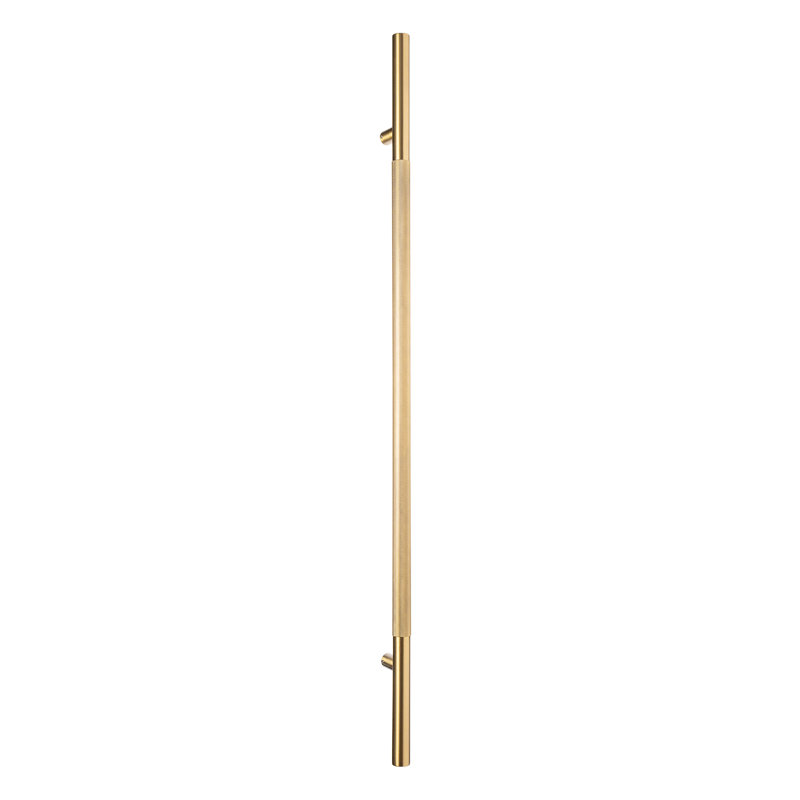 Poignée de porte longue moletée, 72 po, un côté, 72", Laiton satiné