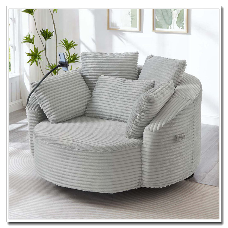 Fauteuil demi-tonneau pivotant à 360 °, Gris clair