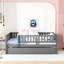 Lit de jour pleine grandeur en bois avec lit gigogne et garde-corps gris-338095464-338095509