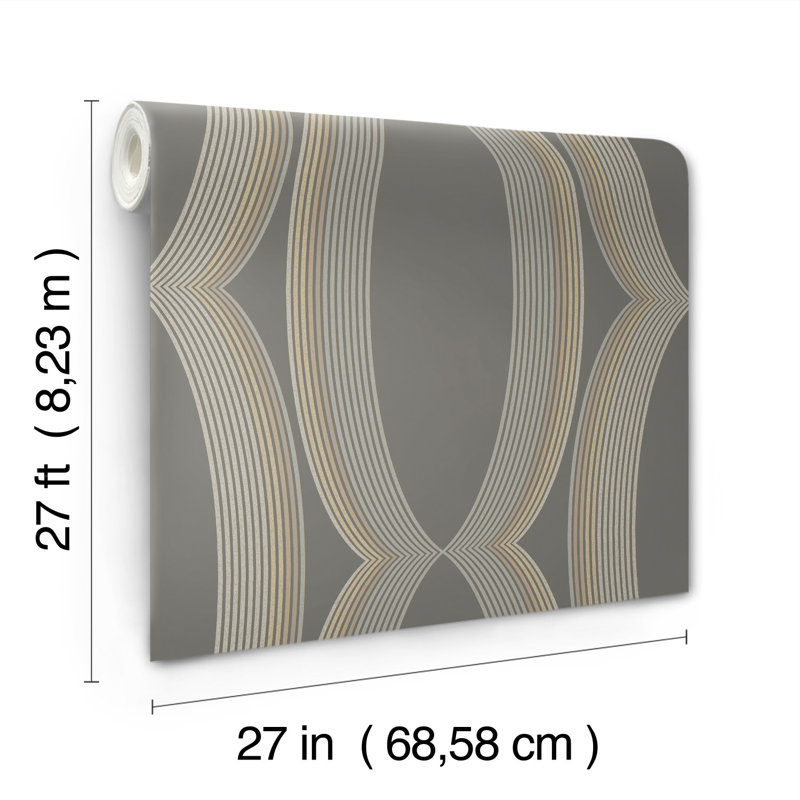 Papier peint progression Ogee, Gris anthracite