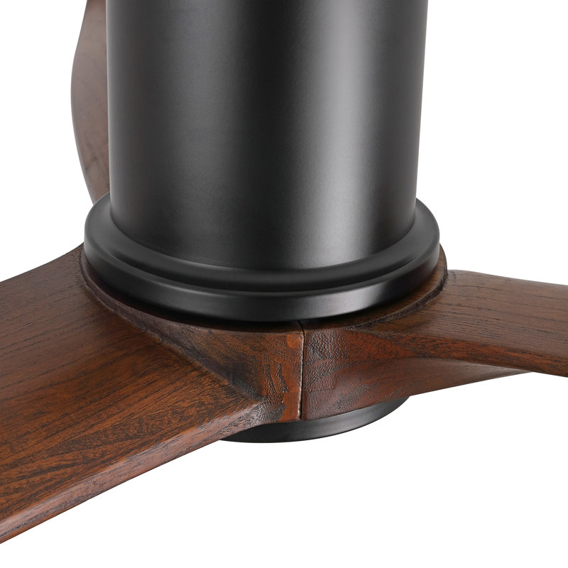 Ventilateur de plafond encastré en bois massif 60 po avec lumière DEL et télécommande, 6556 tr / min, Noyer, 60 po de largeur