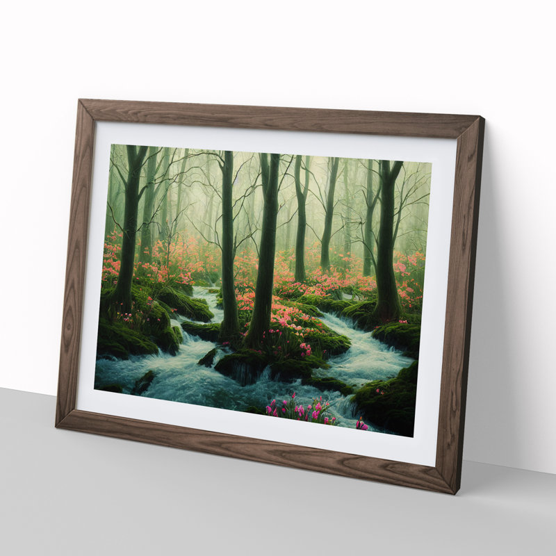 Ethereal Spring Forest - Framed Print, 25cm H x 34cm W x 2cm D, Walnut