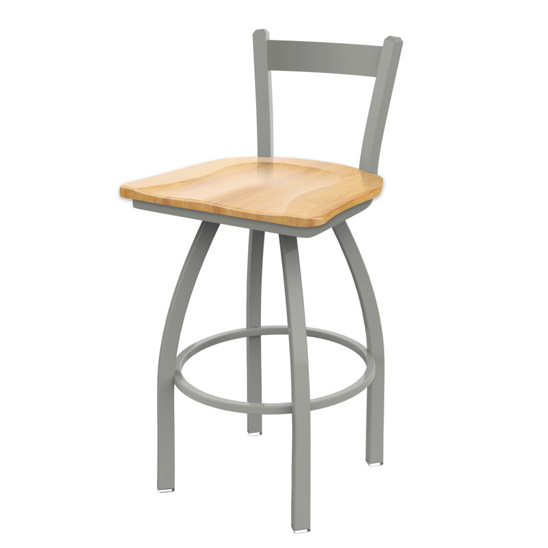 821 Catalina Low Back Swivel Counter Stool, Wood-Natural Maple, Anodized Nickel, Counter Stool ( 25" Seat Height)