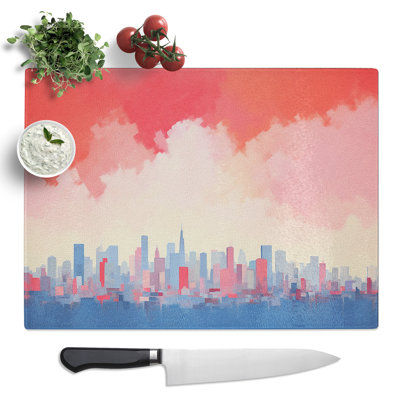 Skyline Minimalism No.3  Glass Chopping Board