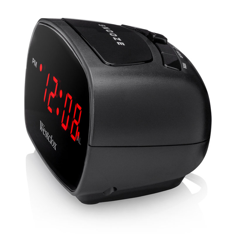 Modern & Contemporary Digital Electric Tabletop Clock with Alarm in Black