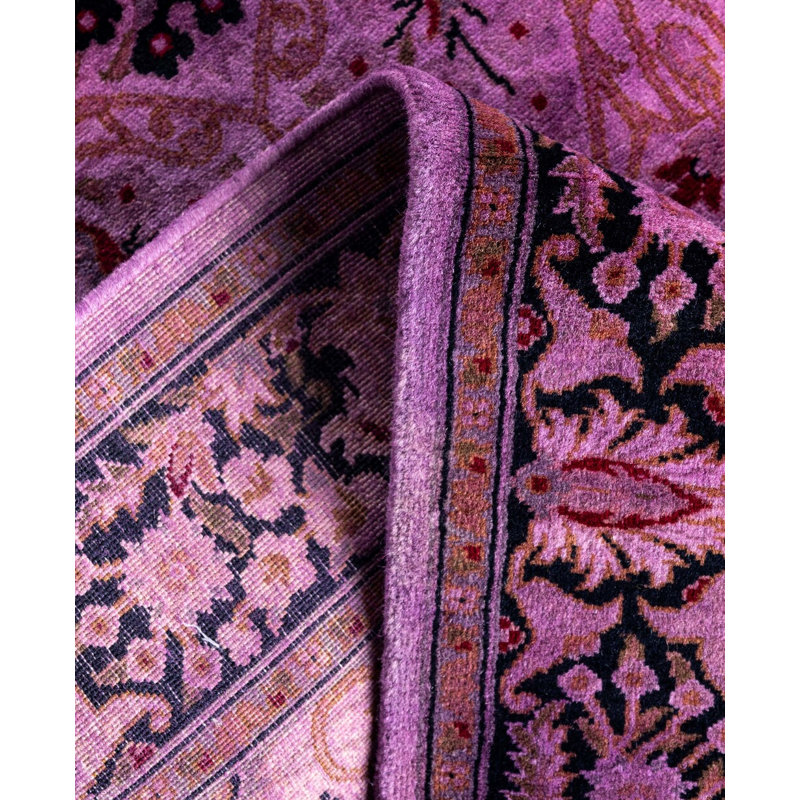 Overdyed Hand-Knotted Wool Modern-Contemporary Purple Runner 2' 6" x 12' 5"