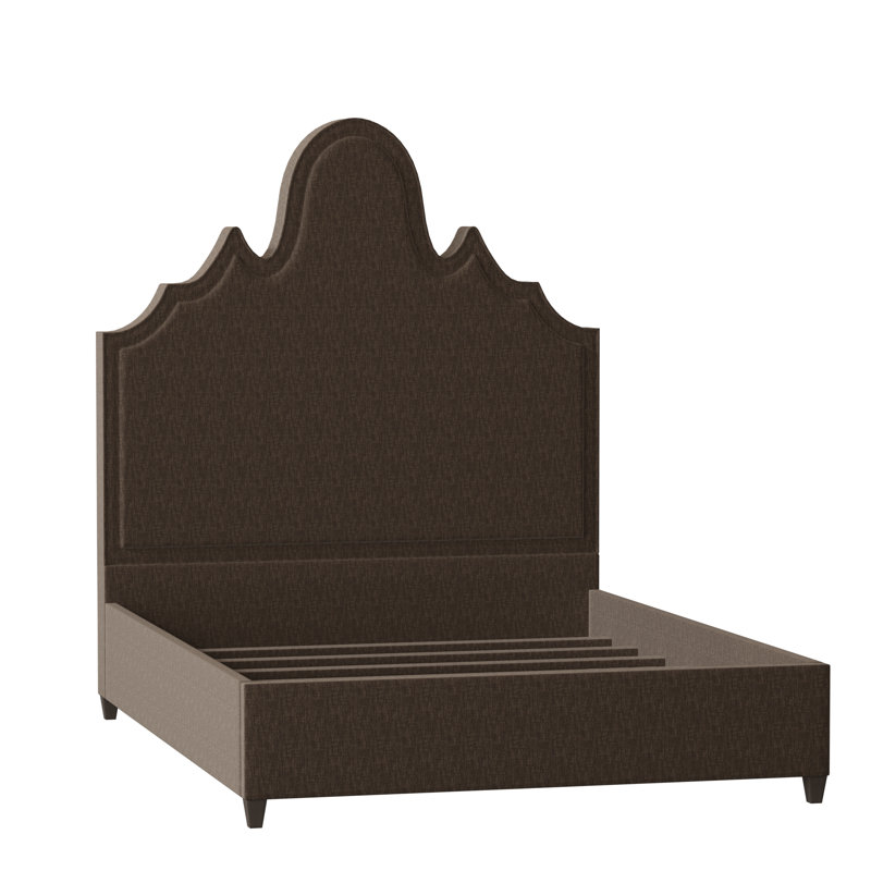 Amalie Upholstered Bed, Full, Wismar Burlap, Brown Mahogany