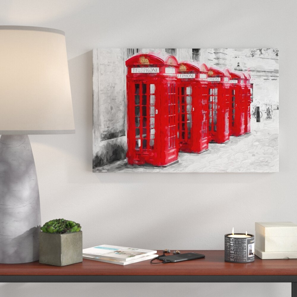 Leinwandbild "Rote Londoner Telefonzellen", Grafikdruck