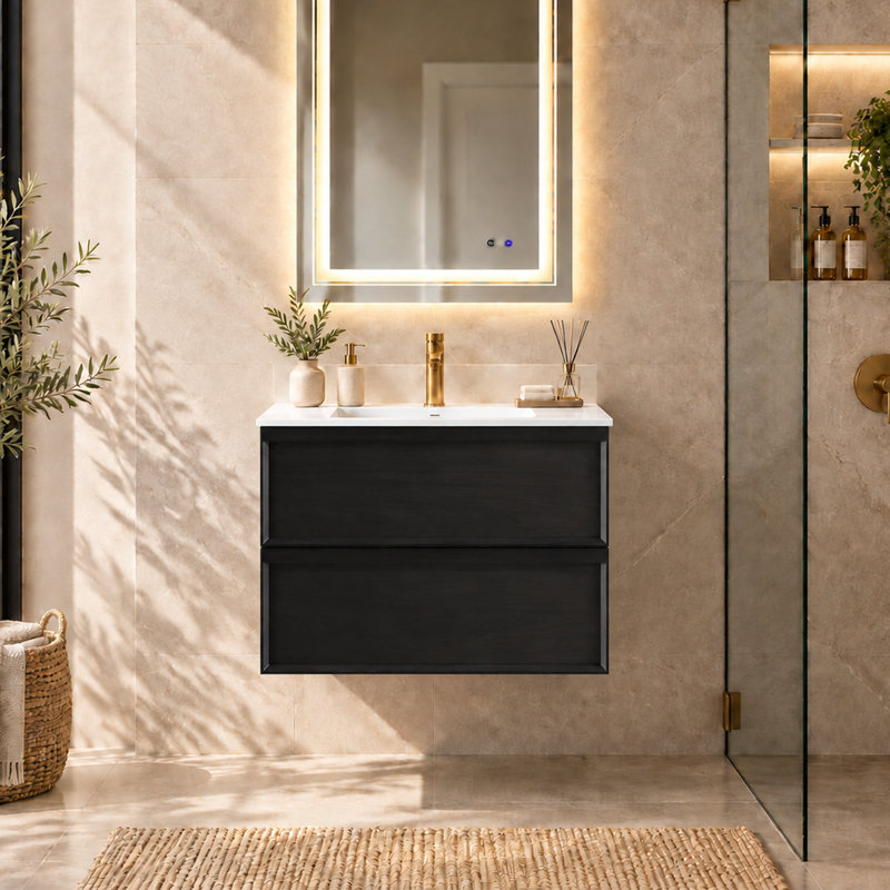 Meuble-lavabo mural flottant 36 po Modern, Black, 30"