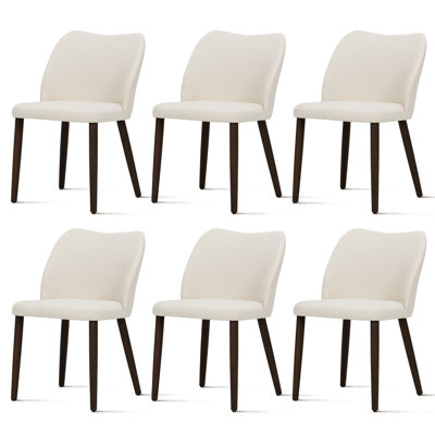 18" H Upholstered Fabric Dining Chair with Solid Wood Legs