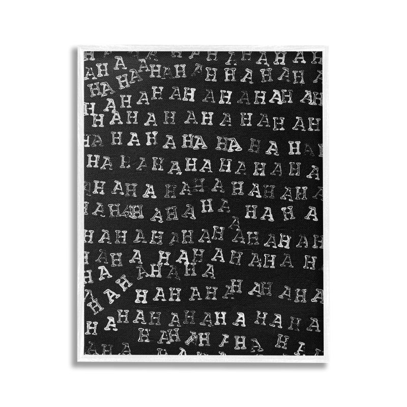 Haha, typographie par estampe numérique par Jodi Fuchs, Estampe numérique encadrée blanc bord de mer, H 30 po x l 24 po