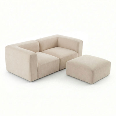 Canapé modulaire profond en chenille avec repose-pieds mobile