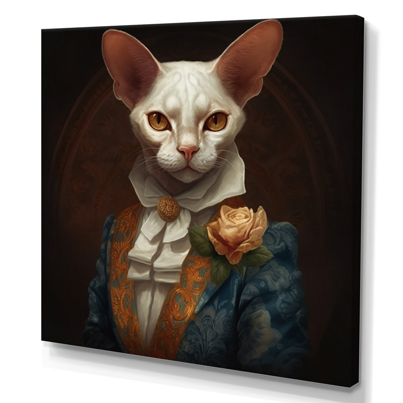 Chat blanc sur fond blanc, H 16 po x l 16 po x P 1 po, Toile tendue