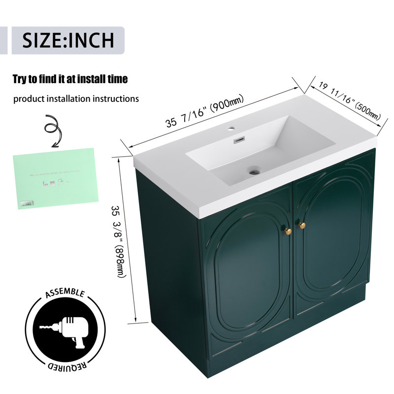 Miterdale 36'' Single Bathroom Vanity Set, Green,  36''
