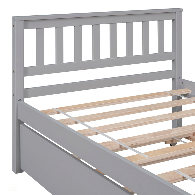 Lit simple avec couchette et plateforme, sans sommier, idéal pour les petites chambres et les espaces invités, gris, Gris