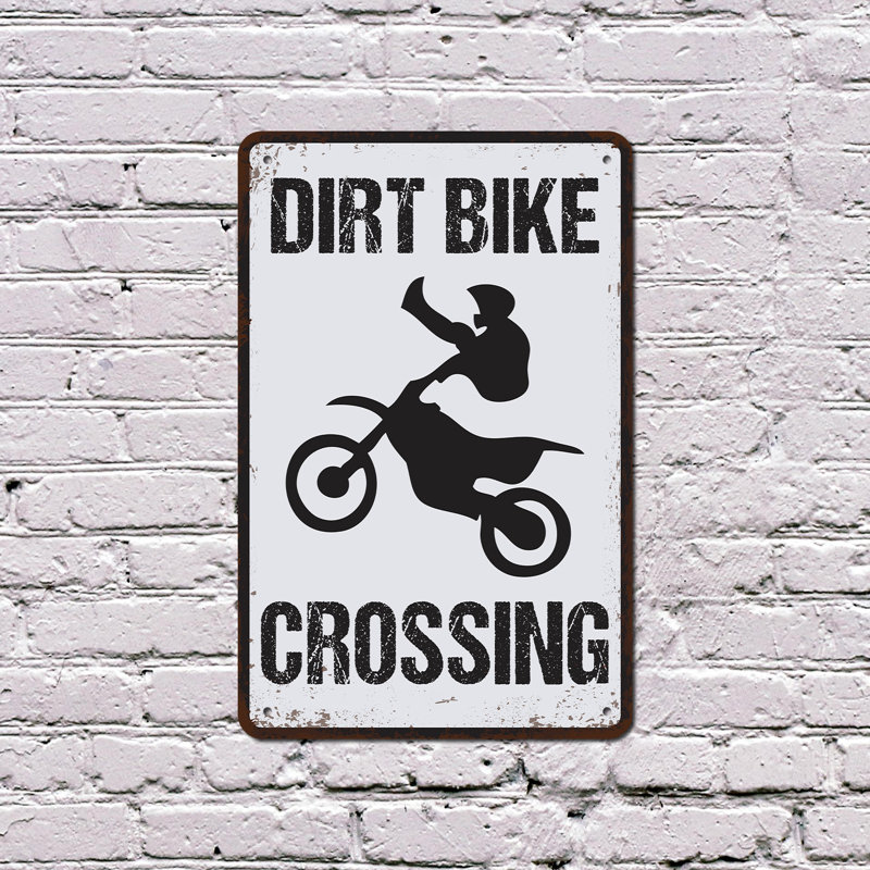 Enseigne en plastique Dirt Bike Crossing 13 po x 20 po, H 13 po x l 20 po x P 0,1 po