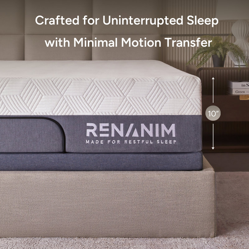 Renanim Full Cooling Gel Memory Foam Mattress - 10 Inch – Breathable Comfort, Motion Isolation Mattress in a Box, 10