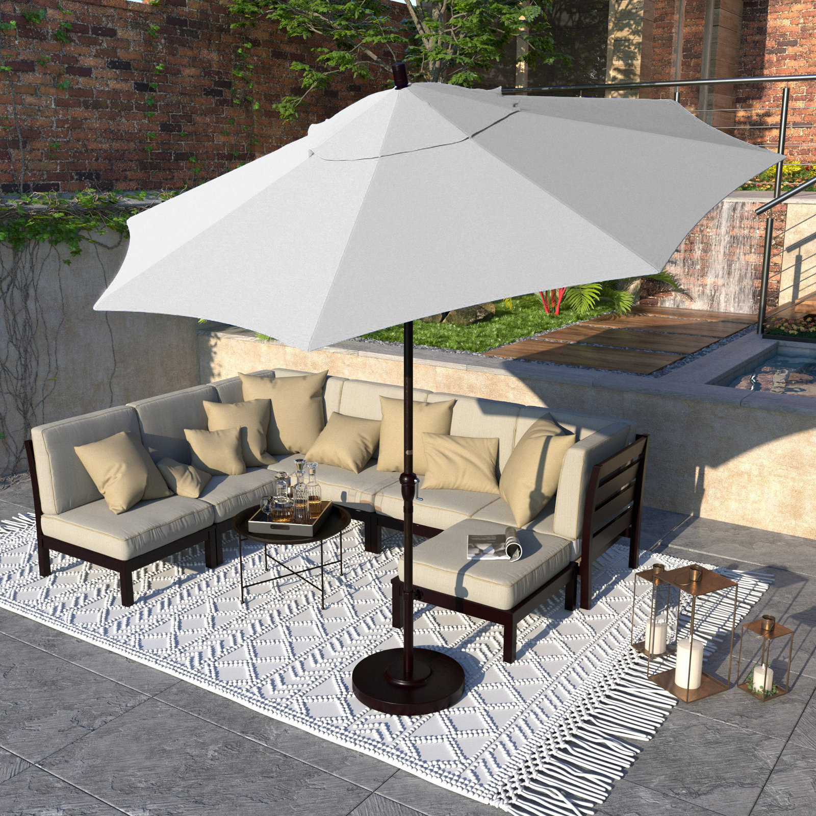 Camry 9' Sunbrella® Market Umbrella, Canvas Natural Sunbrella® Canvas
