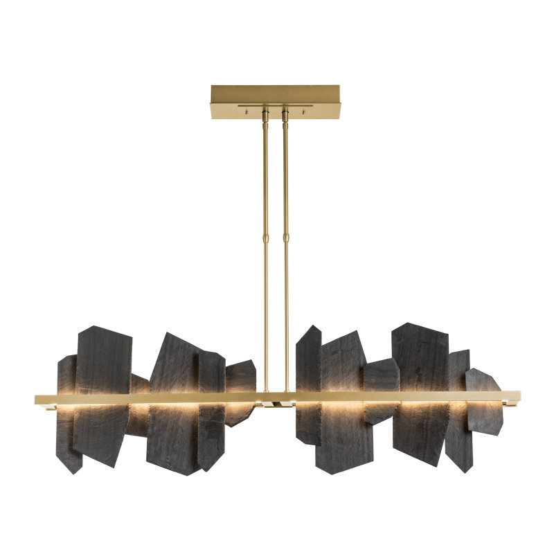 Ardesia 1 - Light Kitchen Island Linear LED Pendant with Slate Accents, Vintage Platinum