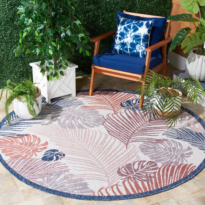 Hutter Performance Floral Indoor/Outdoor Area Rug, Round 6'7"