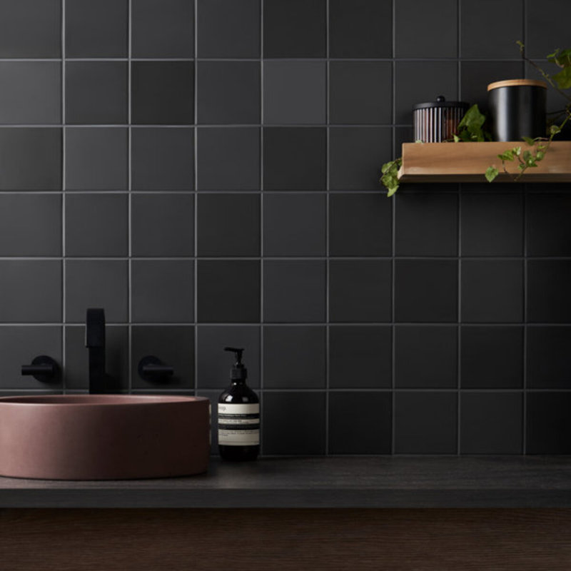 Born 5X5 Matte Porcelain Tile, Charcoal Gray