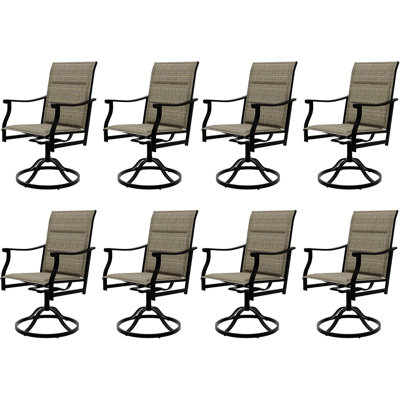 Ensemble de 8 chaises de patio pivotantes à dossier haut en textilène avec dossier rembourré pour l'extérieur