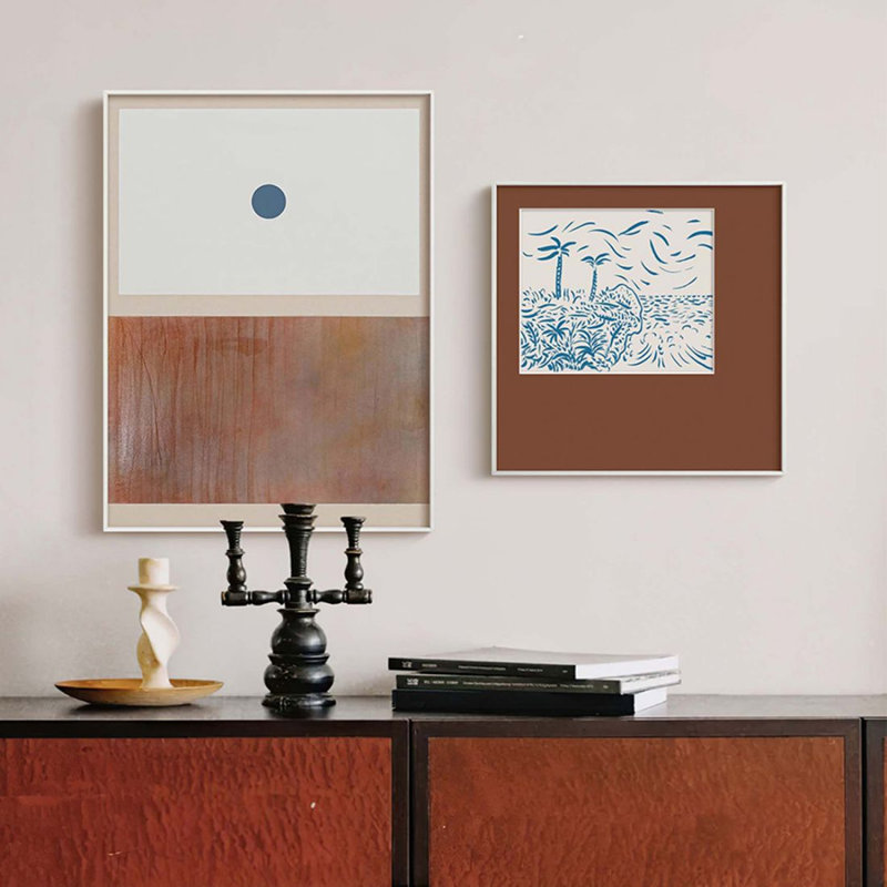 Deux peintures décoratives et pièces murales de salon rétro, H 23,62 po x l 17,72 po