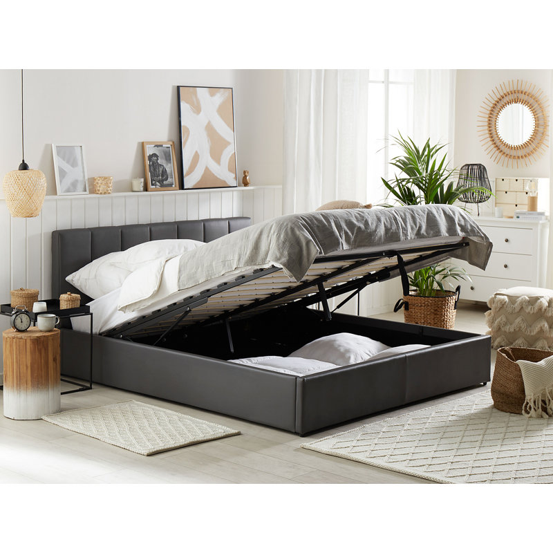 Dreux Upholstered Ottoman Storage Bed, Grey, European Kingsize (160 x 200cm)