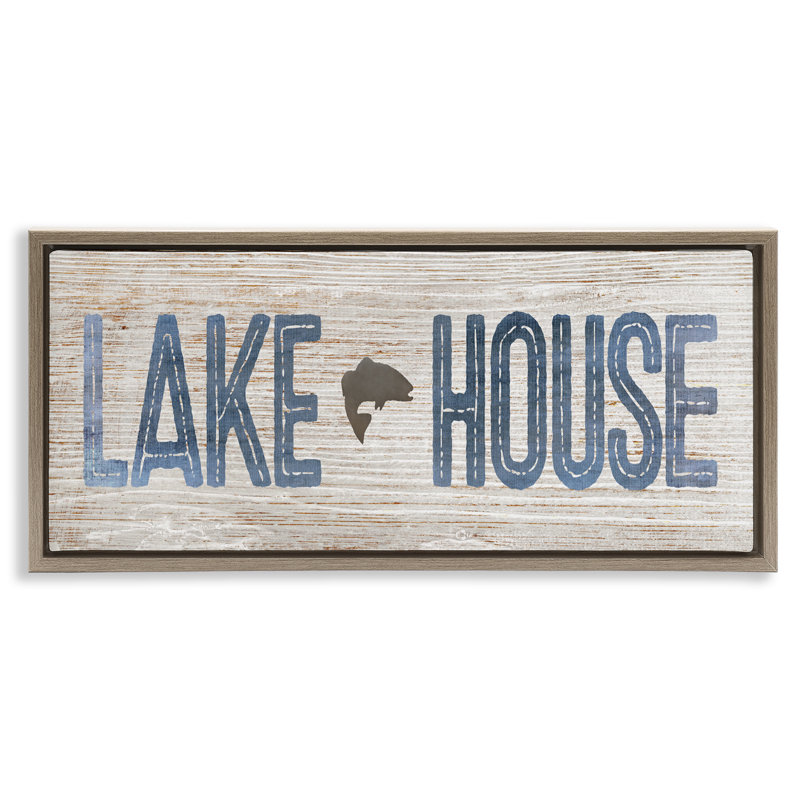 Lake House avec motif de poisson, H 11 po x l 25 po, Cadre flottant orme Montalcino