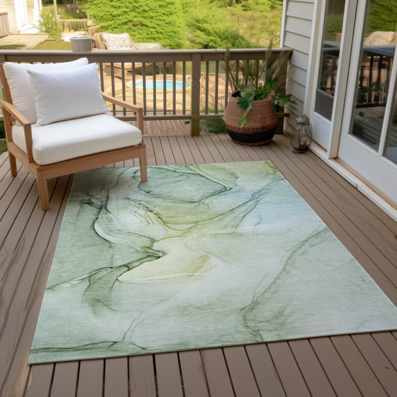 Alfonzo Washable Abstract Indoor / Outdoor Rug, Rectangle 10' x 14'