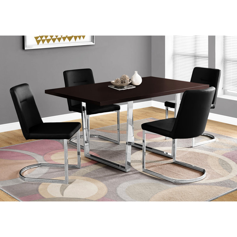 Table de salle à manger moderne 60 po - Stratifié brun, pieds en métal, design contemporain