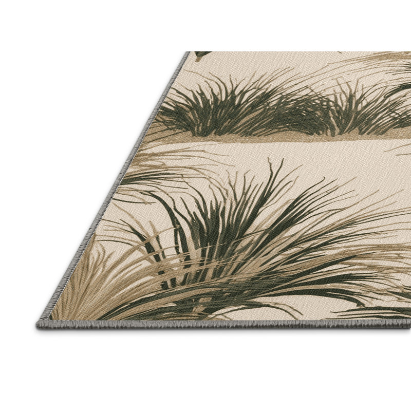 Washable Dune Grass Pattern Coastal Area Rug, Runner 2' x 4'