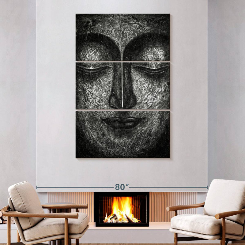 Adella Buddha Face BW, 74" H x 48" W